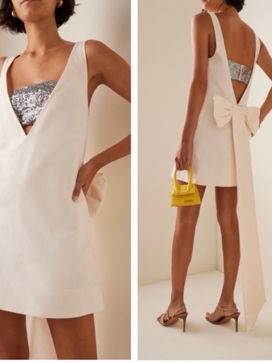 STAUD Dresses & Skirts - STAUD Cream Bow-Detail Mini Dress size small